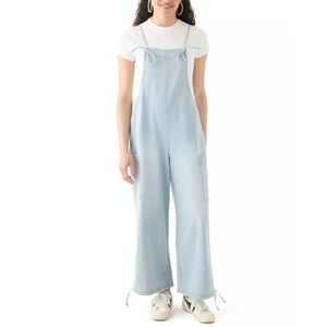 Vanilla Star Sky Blue Women's Denim Wide Leg Overalls | Jumpsuit
